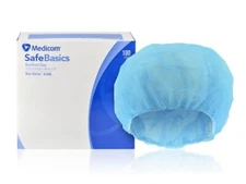 Medicom 8004 SafeBasics Bouffant Caps 24" Blue Non-Sterile 100/Pk