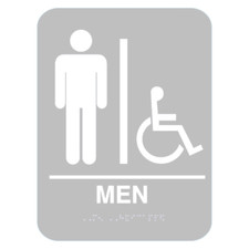 Gray Men's Restroom Bathroom Handicap ADA Accessible Braille Door Sign NEW 