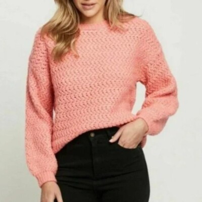 Vero Moda Women's Size Small Freja Pullover Sweater Geranium Pink Crewneck