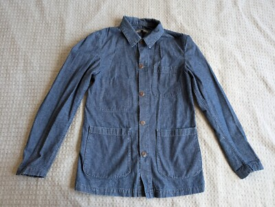 #ad #ad Epaulet Los Angeles Chore Coat Men 37 Blue Chambray Denim Doyle Jacket Button Up $59.69