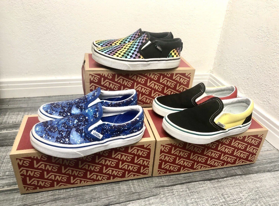 Scarpe da parete Vans Off The Wall per bambini slip on colorate taglia 1 LOTTO DI 3