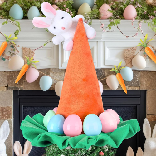 Easter Tree Topper Hat Bunny Decorative Bow with Bunny Ears Carrot Trees Topper