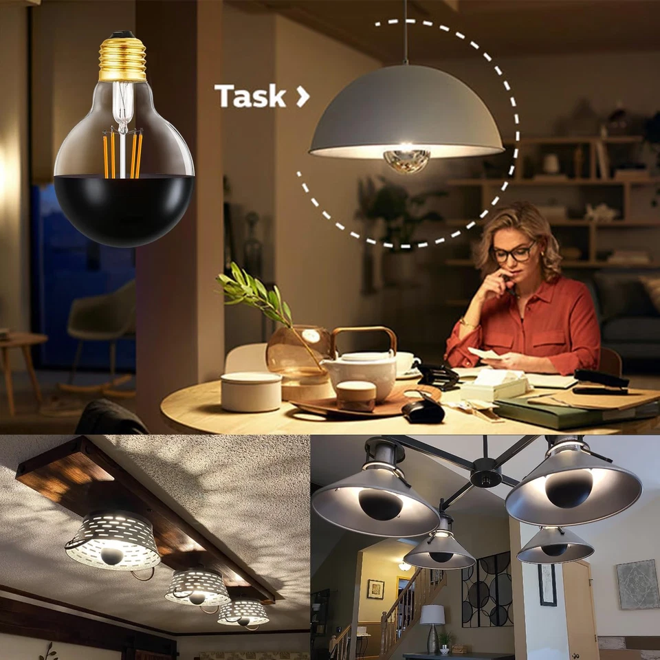 E26 Half Black Light Bulb 6W Dimmable LED Edison Bulb(60W Equivalent) - Image 4 of 4