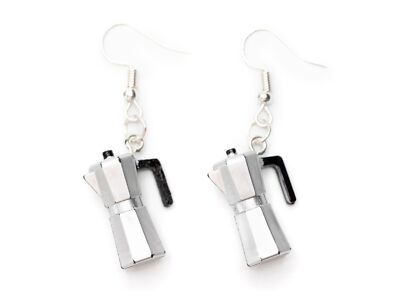 Espressokanne Ohrringe Miniblings Hänger Kanne Cafe Mokka Kaffe Espresso silber