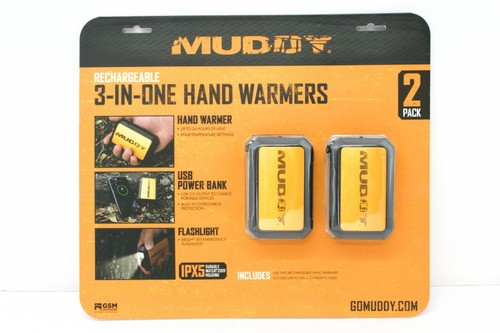 MUDDY Rechargeable 3-IN-ONE Hand Warmers USB Power Bank LED Flashlight NEW ITEM