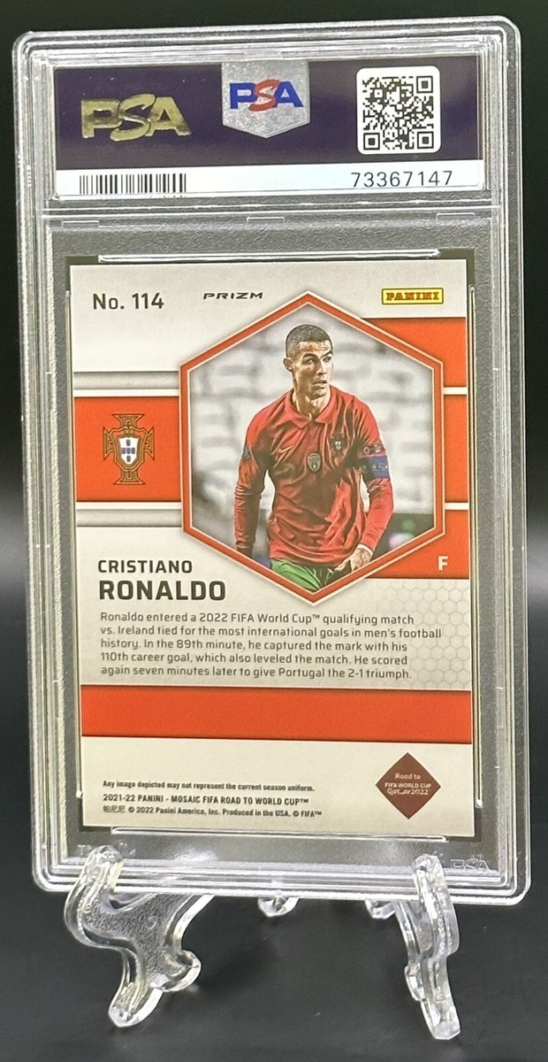 Cristiano Ronaldo 2021-22 Mosaic FIFA World Cup Peacock Choice PSA