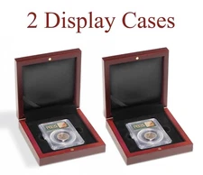 2 Coin Slab Display Storgare Gift Boxes Wood For Certified NGC PCGS Lighthouse