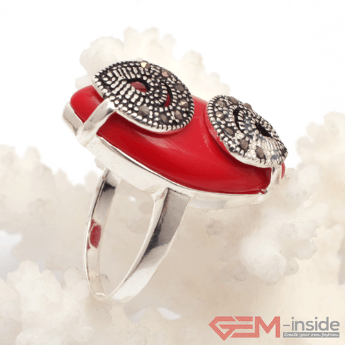 Assorted Gemstone Charm Ring Marquis Marcasite Beads Silver Jewelry Size #7-#9 - Picture 28 of 36