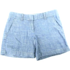 J CREW Blue 00 28W Denim Look Thin Cotton Shorts 4.5" inseam Front Zip 