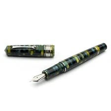Leonardo Mosaico Fountain Pen in Baobab with Silver Trim, 14K Medium Nib - NEW