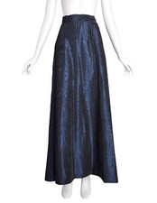 Yves Saint Laurent Vintage 1970s Midnight Blue Metallic Moire Taffeta Evening Ma