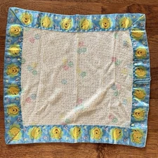 Vintage Baby Morgan Waffle Balloon Security Blanket Winnie Pooh Trim Handmade