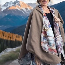 NEW RainCaper Womens Rain Cape Poncho Coat Waterproof  Hood  Reversible Warm O/S