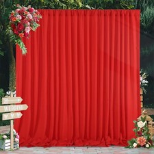 2-Panels Red Backdrop Curtain for Parties 10x8 Ft Polyester Drapes for Events