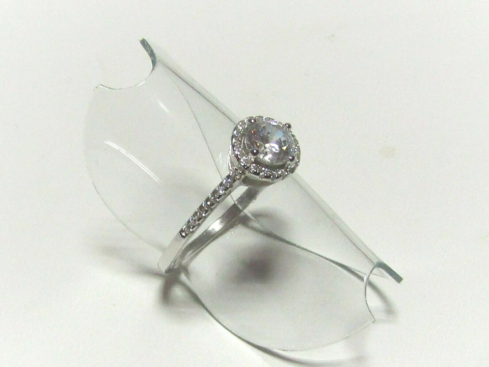 Anello SOLITARIO in ARGENTO 925 con zircone centrale tondo misura 17 / 54 - Immagine 3 di 4