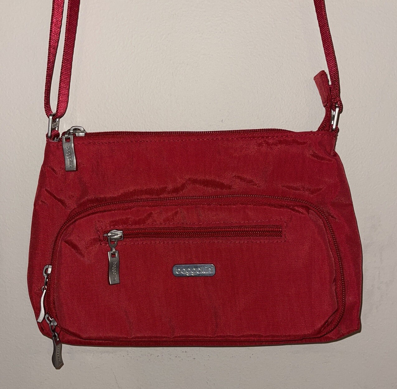 Baggallini Everyday Crossbody Bag Red Nylon Handbag Purse Travel
