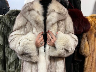 Blue Fox Fur Coat Real Fur Volpe Size 38-42 | eBay