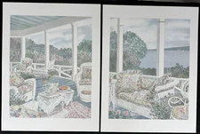 Victorian Summer Diptych By Peter Wong, Islands, Vintage Prints