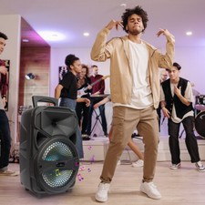 8" Party Bluetooth Speaker PA Speaker System with Big LED Light Loud Stereo, FM