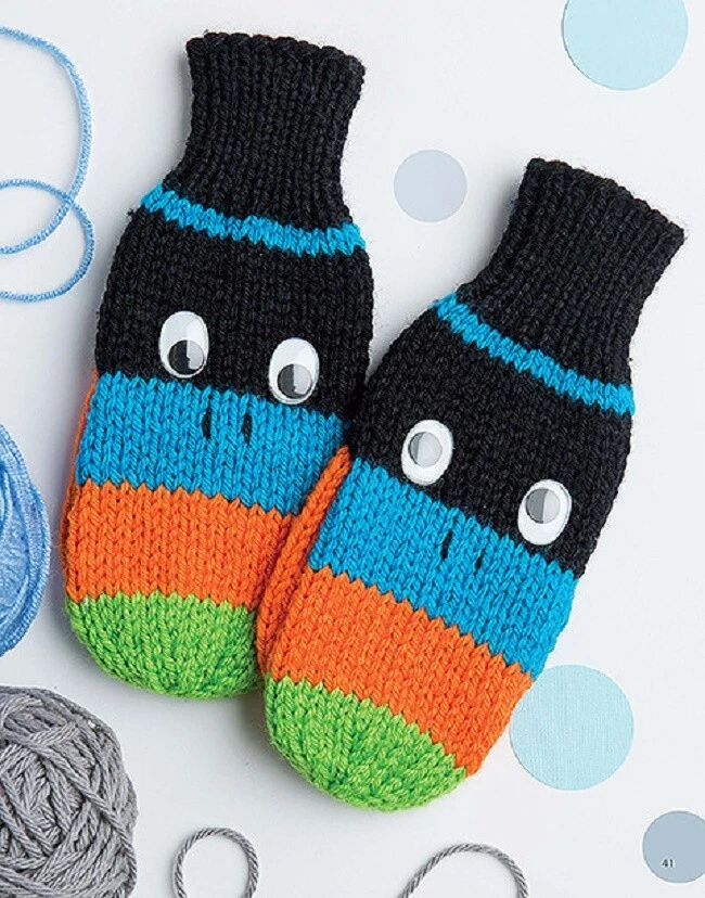 Knit Pattern Book PUPPET MITTENS ~ Frog, Puppy, Panda, Dragon, Flamingo, Pig + - Image 4 of 4