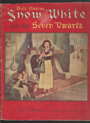 Snow White and 7 Dwarfs old 1938 red pb book Walt Disney Authorized Edition 927