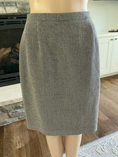 ANN TAYLOR - WOMEN'S BLACK WHITE PENCIL SKIRT SIZE 6 - 100 WOOL - 004