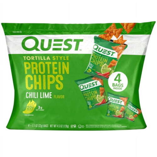 Tortilla Style Protein Chips, Chili Lime, 1.1oz - 4 Count Bags