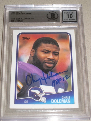 1988 Topps #157 Chris Doleman - Vikings HOF Rookie Autographed Beckett 10