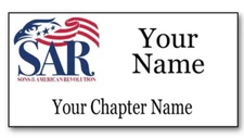 SAR WHITE GOLD OR SILVER  PERSONALIZED  CHAPTER NAME BADGE W/ MAGNET