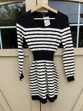 Mango Mid Length Dress Navy And White US 4