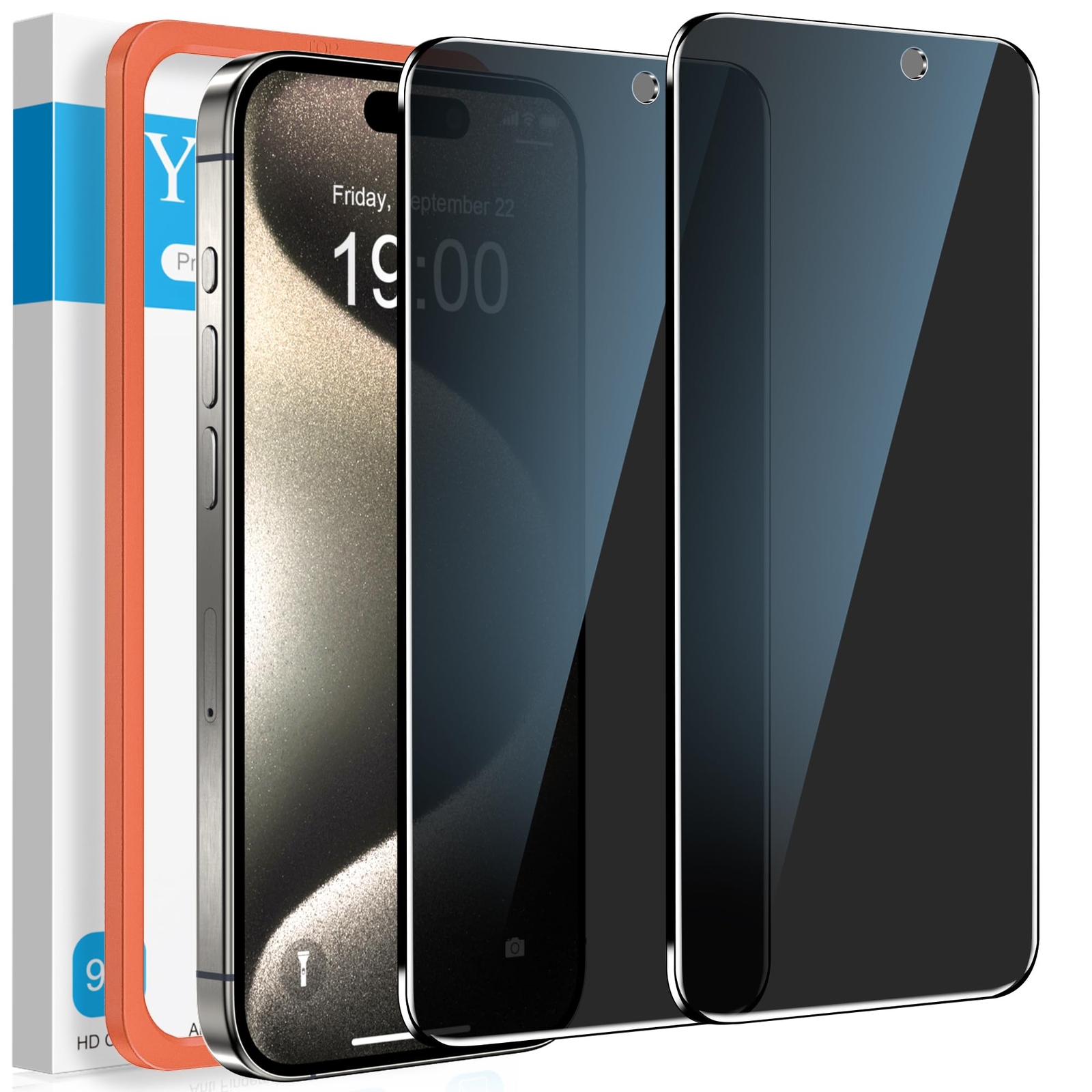iPhone 16 Plus Anti Spy Privacy Screen Protector Durable Tempered Glass 2 Pack-image
