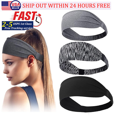 3-Pack Sports Headbands For Men & Women - Anti-Sweat, Stretch Cotton, For Running, Yoga, Gym
