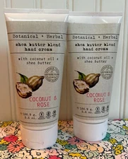 2 COCONUT ROSE HAND CREAM SHEA BUTTER 5.5oz SEALED BOTANICAL + HERBAL