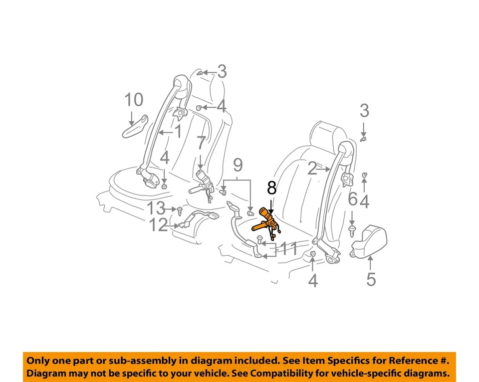 Used Front Left Seat Belt Front fits: 2001 Cadillac Deville bucket-bench driver Foto 3 de 4