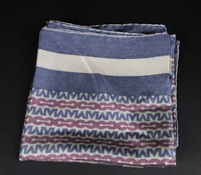 Vintage Mark Cross Silk Scarf Navy & Burgundy Logo on Off White 34" Square