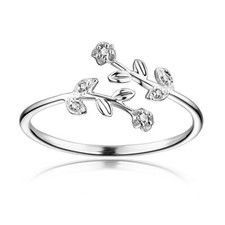0.1CT Full Cut Natural Diamonds Elegant Engagement Flower Shape Ring Silver 925