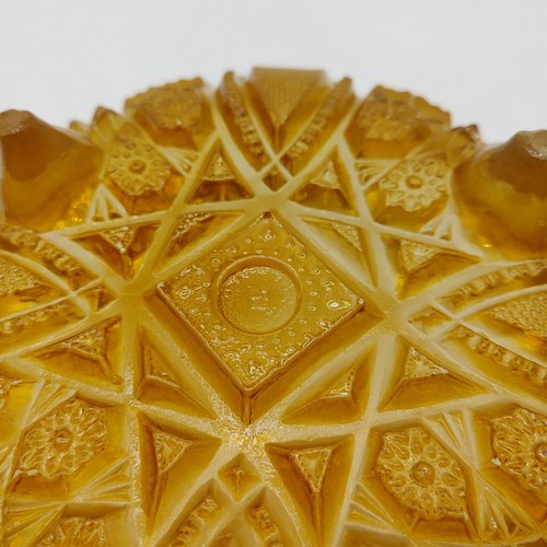 2 Toned Amber Depression Glass Round Mid Century Modern Footed Serving Bowl VTG - Picture 9 of 11