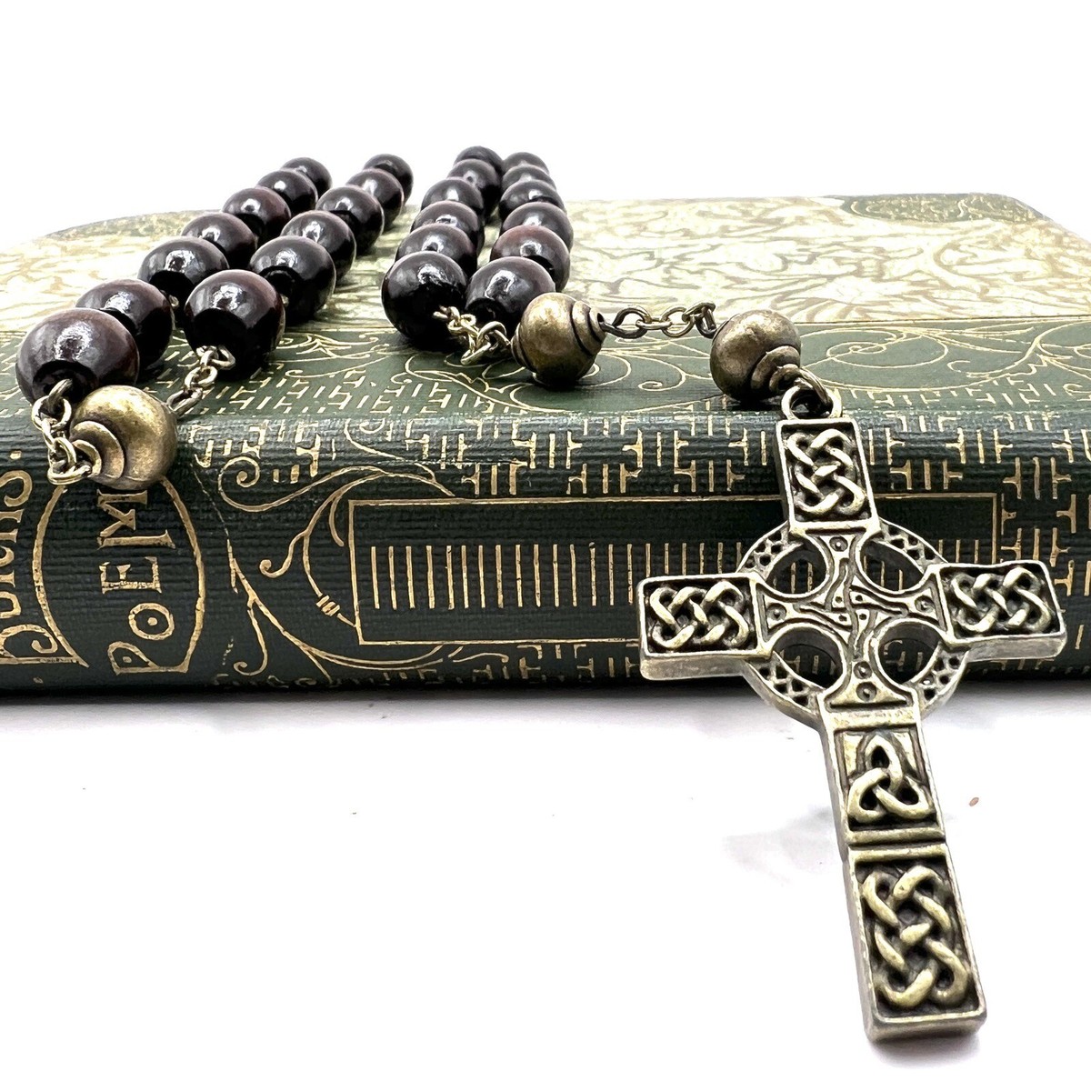 Handmade In Scotland Anglican Protestant Rosary prayer Beads Maple Brass  Celtic