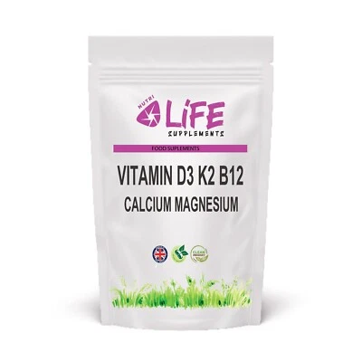 NUTRI LIFE SUPPLEMENTS Vitamin D3 10000iu K2 MK7 Calcium Magnesium Vitamin B12 10000 Vegan Natural D3