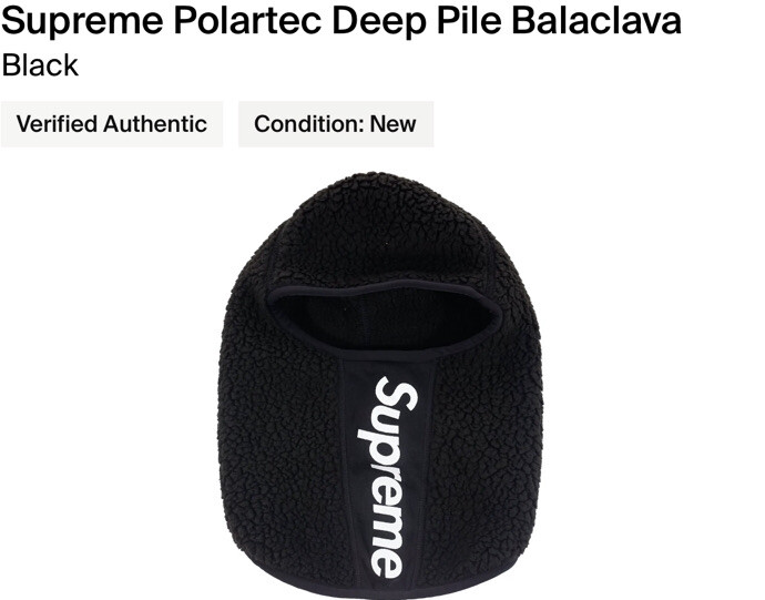 Supreme Black Polartec Deep Pile Balaclava FW17!!K-Trap!!100