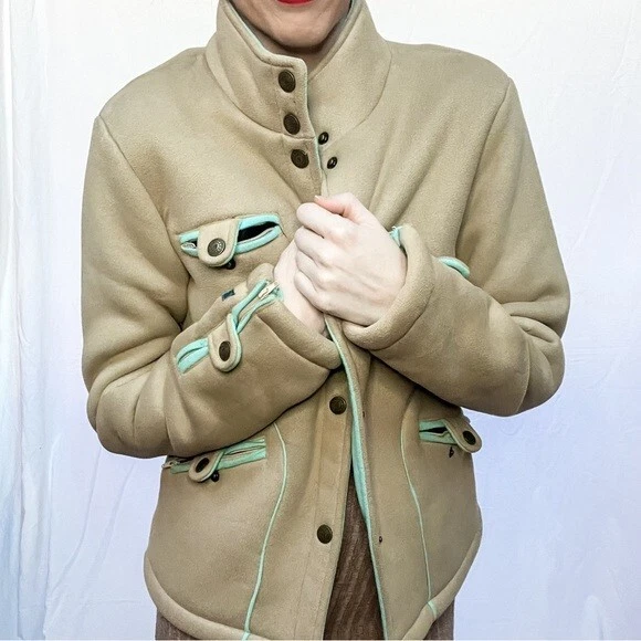 Jaqueta macia vintage marrom e azul Burton forrada de lã quente - Média - Imagem 2 de 4