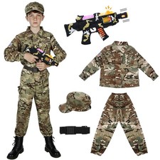 Army Costume for Boys, Kids Military Soldier Costume  Dress up Role Play Set wi