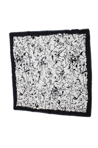 Balenciaga Paris Womens Silk Ink Drawing Print Light Weight Scarf White Black - Picture 2 of 6