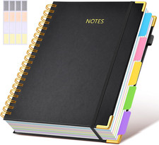 Hardcover Spiral Notebook 8.5"X11" Journal with Removable Dividers Tabs, 300 Pag
