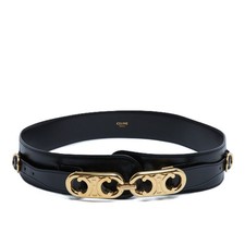 Celine Triomphe Black Belt T80 Slimane Gold Black Leather Belt 32inch Celine
