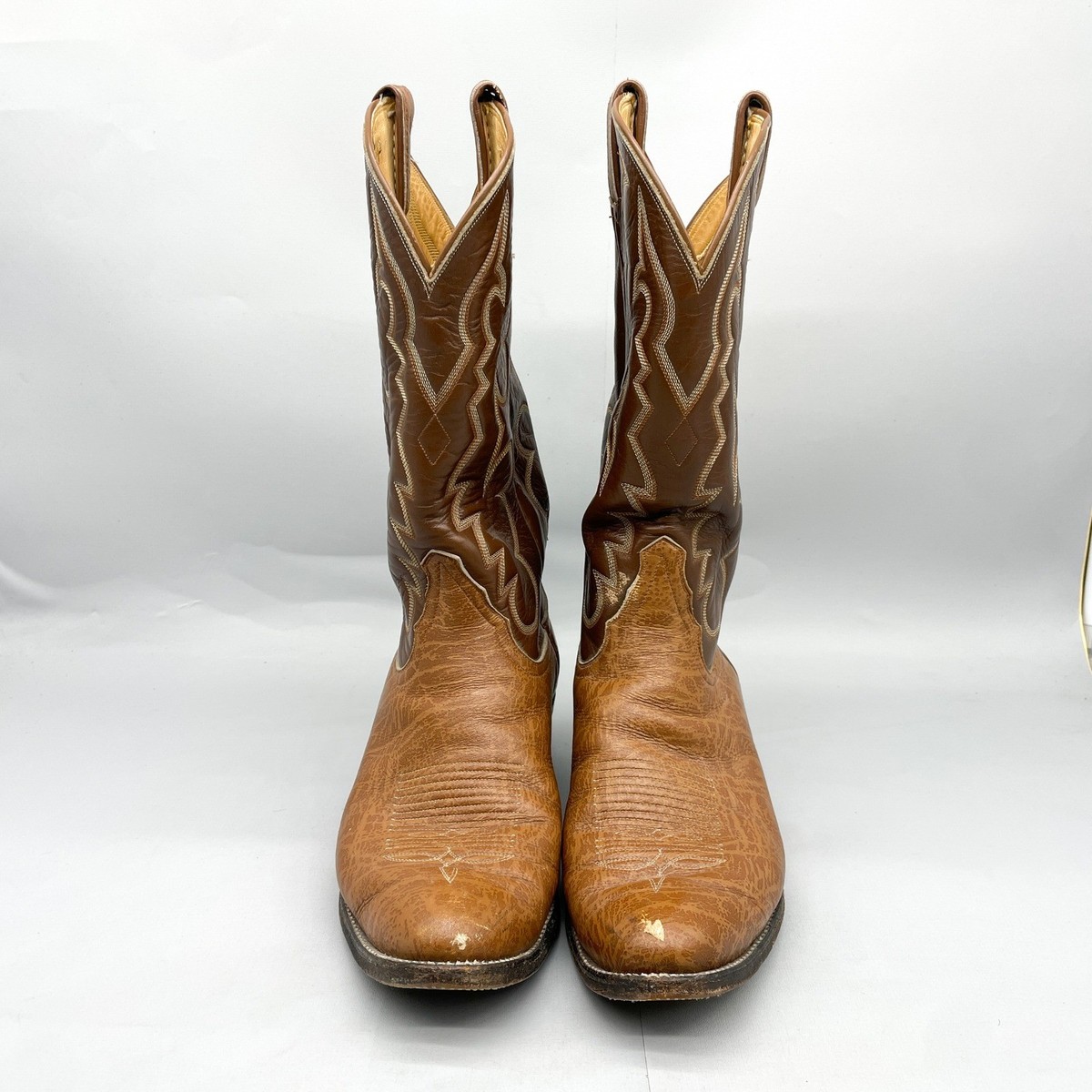 Tony Lama 8052 Mens 10 D Two Tone Brown Leather Western  display picture 1