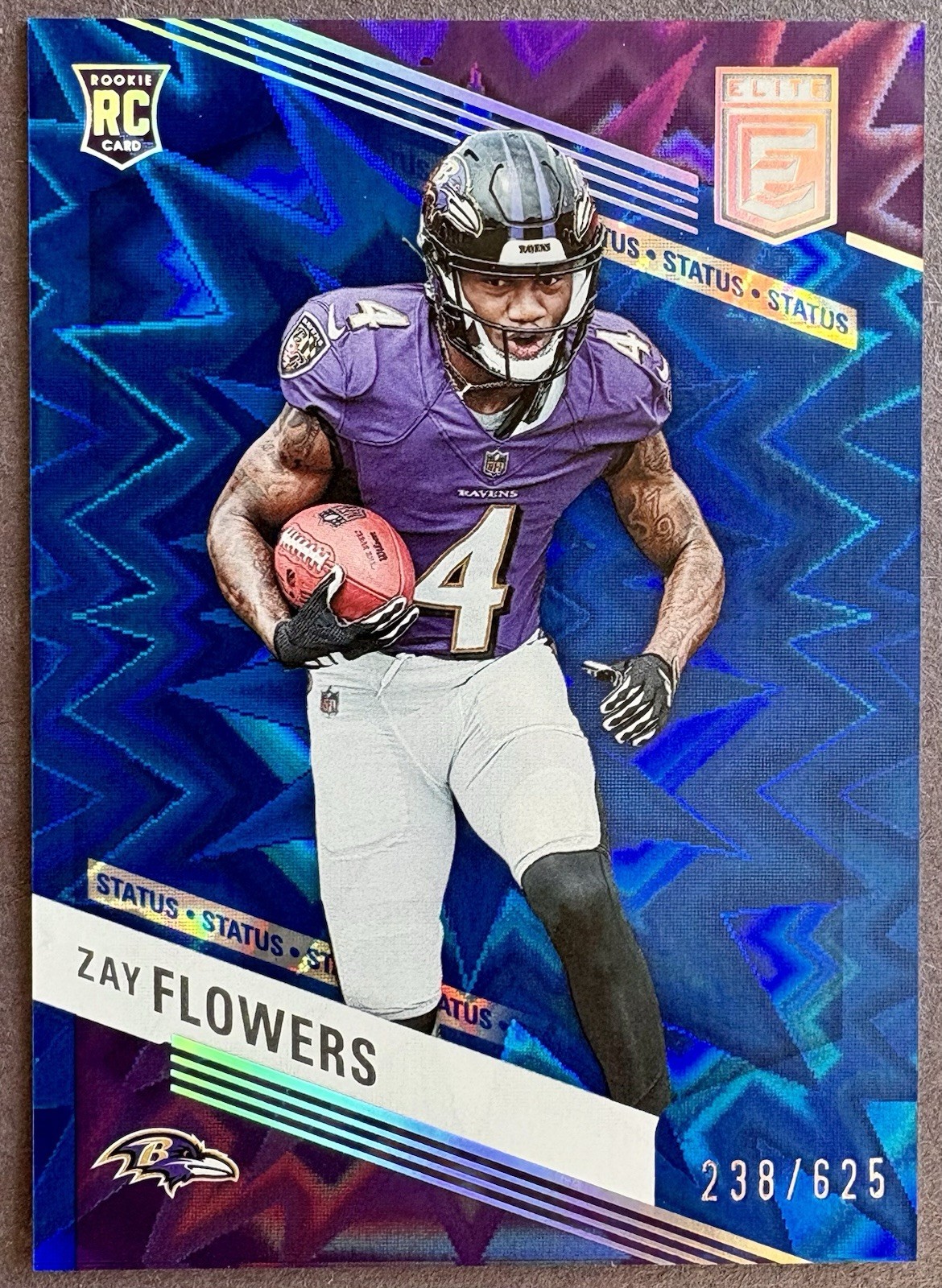 2023 Donruss Elite Zay Flowers #200 Rookie Blue Status /625 Baltimore Ravens