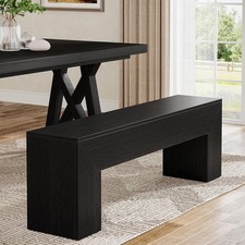 47-Inch Black Dining Bench for Dining Room, Farmhouse Wooden Long Entryway Bench