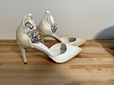Women  s Ivory Pump/Heel with Sparkly Ankle Strap Wedding or Prom Shoes 
