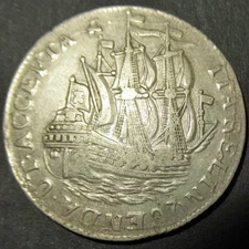 Certificate of Authenticity Silver 1763 Colonial New York Ship Shilling Zeeland